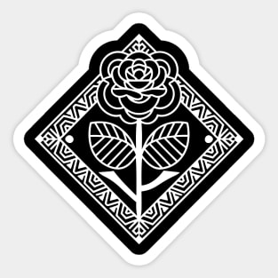 Line Art Rose 2 (White) Sticker